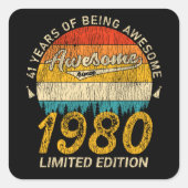 45歳1980年レトロ45素晴らし番目の誕生日 スクエアシール (正面)