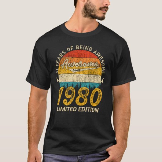 45歳1980年レトロ45素晴らし番目の誕生日 Tシャツ (正面)
