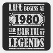 45歳1980年誕生伝説45誕生日 スクエアシール (正面)