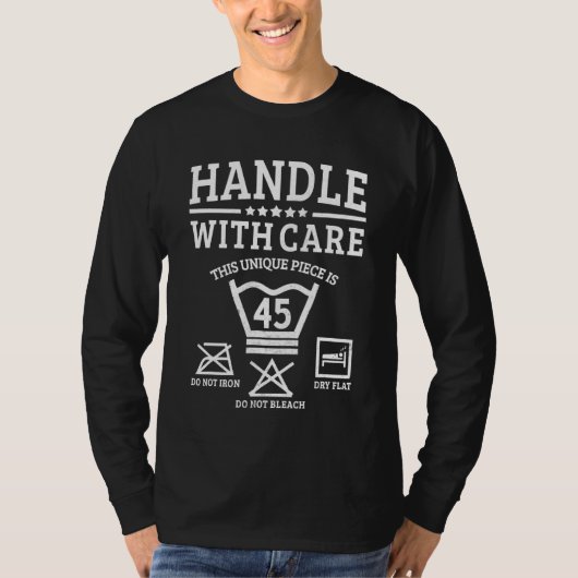 45番バレ気にットの洗い指示でハンドル Tシャツ (正面)