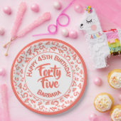 45番目の乱数パターンサンゴ/白 ペーパープレート (パーティー)