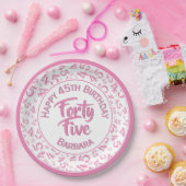 45番目の乱数パターンピンク/白 ペーパープレート (パーティー)