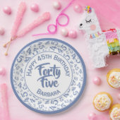 45番目の乱数パターン（青/白） ペーパープレート (パーティー)