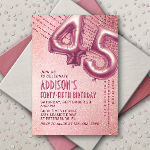 45番目の誕生日ウーメンバラ金ゴールド 招待状