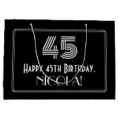 45番目の誕生日:インスパイアアールデコの「45」の外観と名前 ラージペーパーバッグ (裏面)