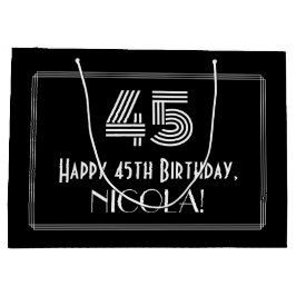 45番目の誕生日:インスパイアアールデコの「45」の外観と名前 ラージペーパーバッグ
