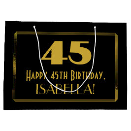 45番目の誕生日:インスパイアアールデコの「45」の外観と名前 ラージペーパーバッグ