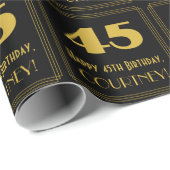45番目の誕生日-インスパイアアールデコルック"45" & Name ラッピングペーパー (ロールコーナー)