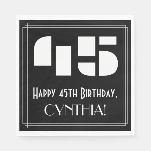 45番目の誕生日:インスパイアアールデコ検索"45" +名前 スタンダードランチョンナプキン (正面)