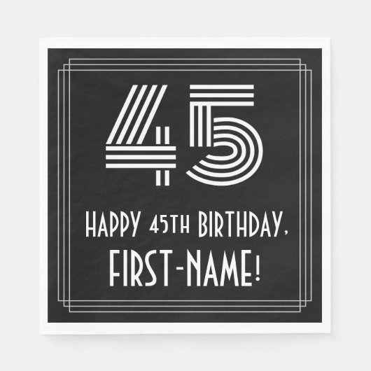 45番目の誕生日:インスパイアアールデコ検索"45" +名前 スタンダードランチョンナプキン (正面)