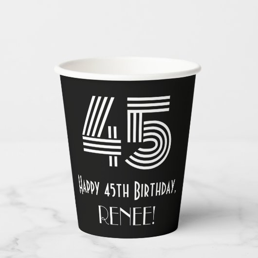 45番目の誕生日—インスパイアアールデコ検索「45」 +名前 紙コップ (正面)