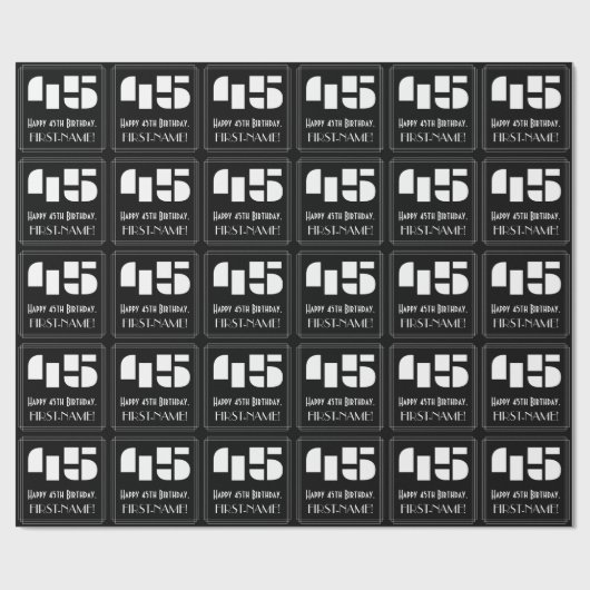 45番目の誕生日:インスパイアアールデコ検索"45" & Name ラッピングペーパー (フラット)