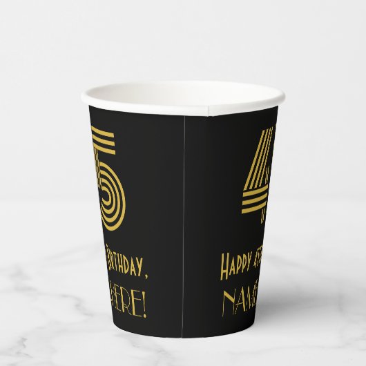 45番目の誕生日:インスパイアアールデコ検索"45" & Name 紙コップ (右)