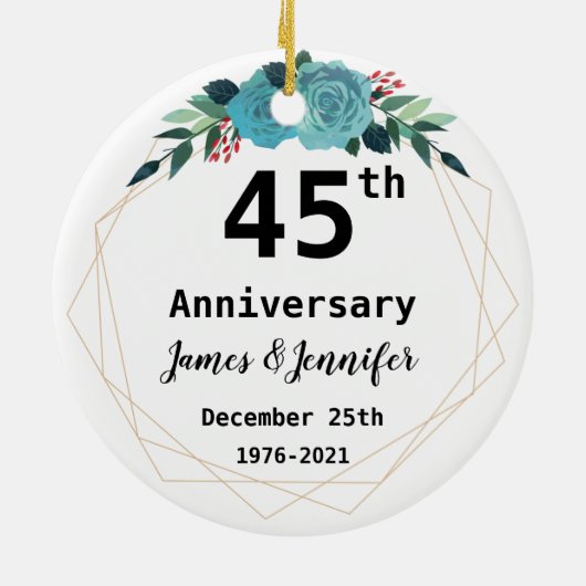 45結婚周年名前をカスタムする セラミックオーナメント (裏面)
