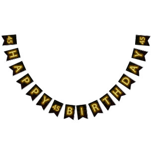 45誕生日のネオンサインオンブリック バンティングフラッグ