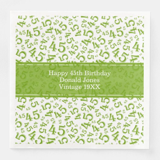45誕生日の年齢番号のパターン(緑/白) (正面)