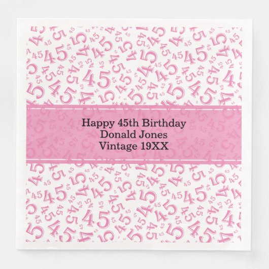 45誕生日の年齢番号パターンピンク/白 (正面)