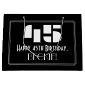 45誕生日インスパイア～アールデコルック"45" +名前 ラージペーパーバッグ (正面)