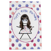 45誕生日スティックガールオン水玉模様 ミディアムペーパーバッグ (正面)