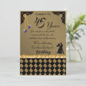 45誕生日ダンスパーティーパープルハートジェムダマスク 招待状 (スタンド正面)