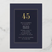 45誕生日ダークミニマル金ゴールドフレーム 箔招待状 (正面)