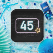 45誕生日ネオンサインオンブリック ペーパープレート (パーティー)