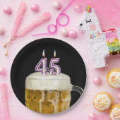 45誕生日ビールオンブラック紙プレート ペーパープレート (パーティー)