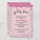 45誕生日ピンクアイシングと散水 招待状 (正面/裏面)