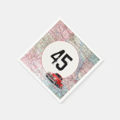 45誕生日レッドレトロトラックオンロードマップ スタンダードカクテルナプキン (角)