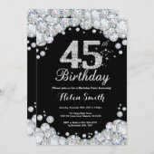 45誕生日招待状シャルボードシルバーダイヤモンド 招待状 (正面/裏面)