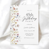 45誕生日水彩ワイルドフラワーフローラ 招待状