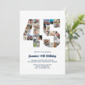 45誕生日番号45カスタムフォトコラージュ 招待状 (スタンド正面)
