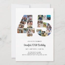 45誕生日番号45カスタムフォトコラージュ 招待状