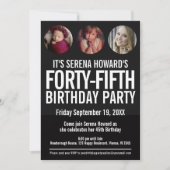 45誕生日白黒フォトサークル招待状 招待状 (正面)