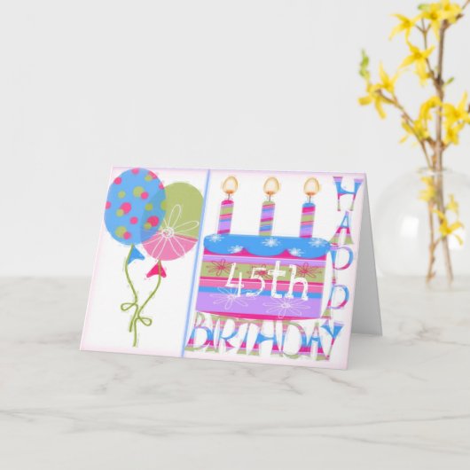 45誕生日目の女性用グリーティングカード カード (黄色い花)