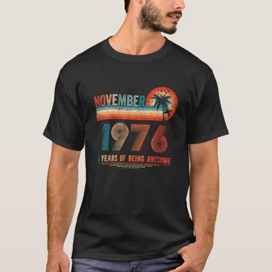 45誕生日45歳ヴィンテージ1976年11月M Tシャツ (正面)