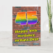 45誕生日:おもしろいグラフィティインスパイアレインボー45 カード (正面)