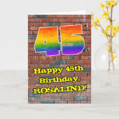 45誕生日:おもしろいグラフィティインスパイアレインボー45 カード (黄色い花)