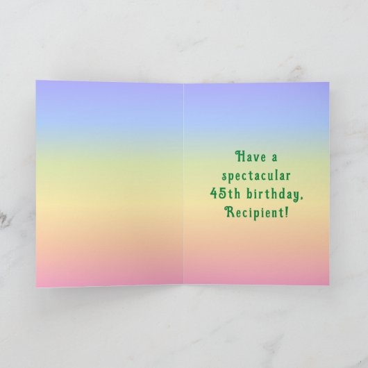 45誕生日—おもしろいケーキ&ろうそく、名前をカスタムする付き カード (内部)