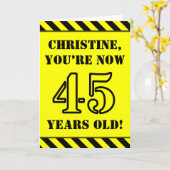 45誕生日:おもしろいステンシルスタイル文字、名前をカスタムする カード (黄色い花)