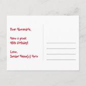 45誕生日:おもしろいハートパターン，レインボー45 ポストカード (裏面)