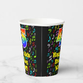 45誕生日:おもしろい音符パターン、レインボー45 紙コップ (右)