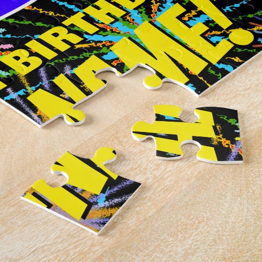 45誕生日:おもしろい、お祝カラフルい花火 ジグソーパズル (側面)