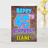 45誕生日-おもしろい、アーバングラフィティインスパイアルック カード (黄色い花)