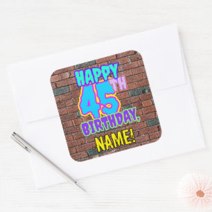 45誕生日-おもしろい、アーバングラフィティインスパイアルック スクエアシール