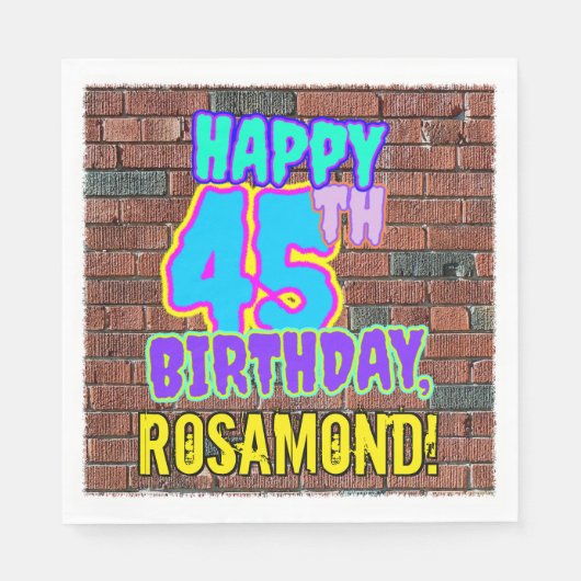 45誕生日~おもしろい、アーバングラフィティインスパイアルック スタンダードランチョンナプキン (正面)