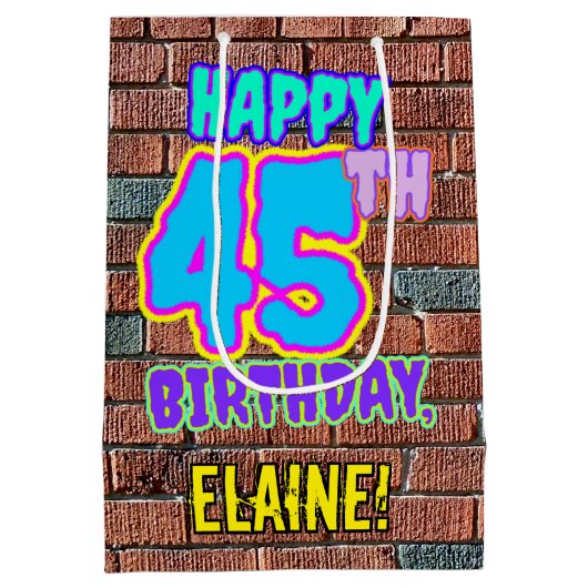 45誕生日:おもしろい、アーバングラフィティインスパイアルック ミディアムペーパーバッグ (裏面)