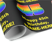 45誕生日:おもしろい、カラフルレインボーインスパイア# 45 ラッピングペーパー (ロールコーナー)