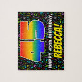 45誕生日:おもしろい、カラフル音楽シンボル、「45」 ジグソーパズル (縦)