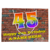 45誕生日:おもしろい、グラフィインスパイアティ・レインボー# 45 ラージペーパーバッグ (裏面)